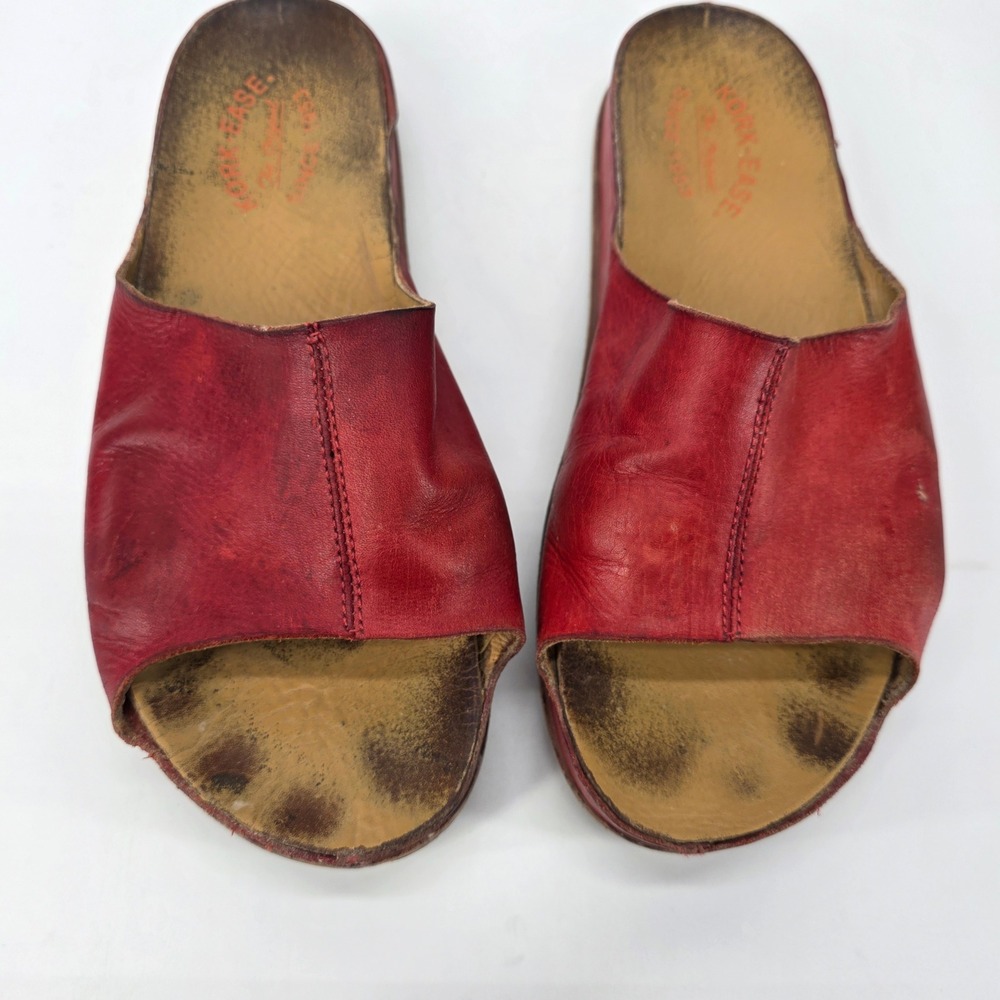 Kork-Ease Tutsi Slide Sandals Red Leather Wrap Comfort Shoes Minimalist Boho 9 M
